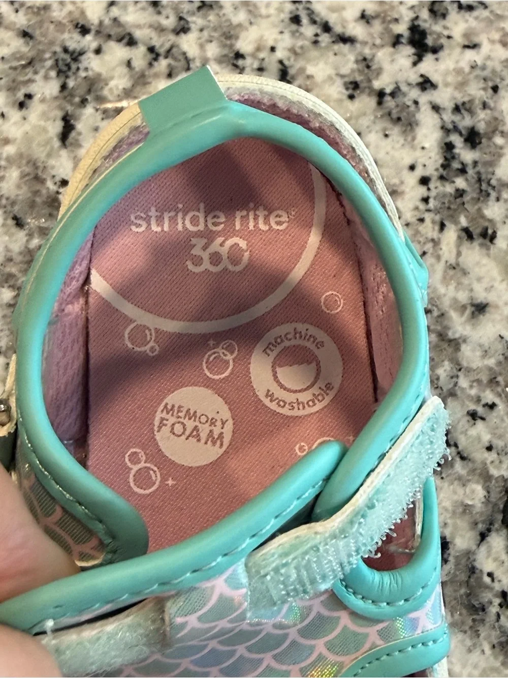 Stride Rite Infant Girls Mint Iridescent Mermaid Water Sandals, Sz 5 Infant NWOT